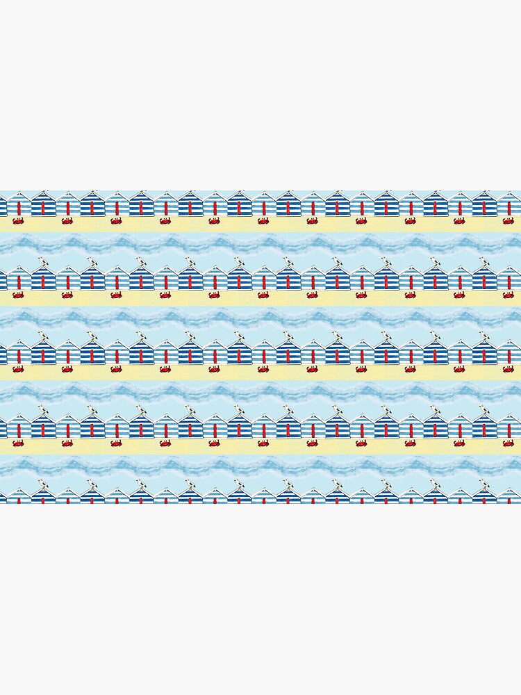 Happy Seaside Beach Huts by ClareWalkerArt