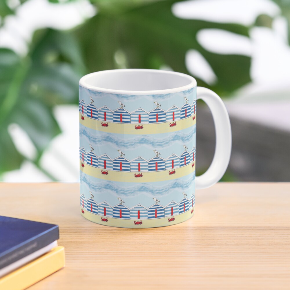 Happy Seaside Beach Huts Coffee Mug
