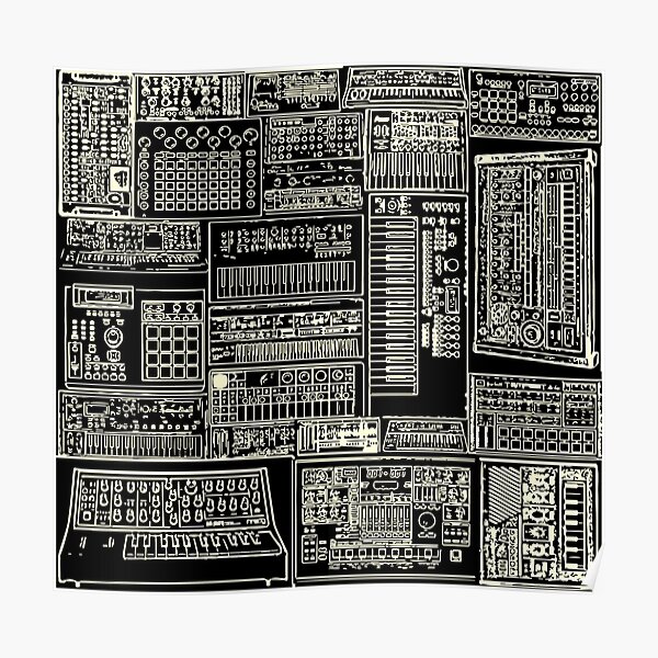Synthesizer Fan Composition white Poster