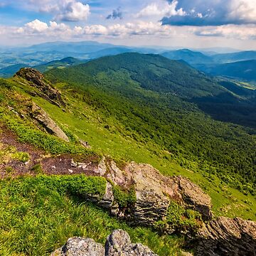 Artwork thumbnail, hill side with boulders in Carpathian mountains by mike-pellinni
