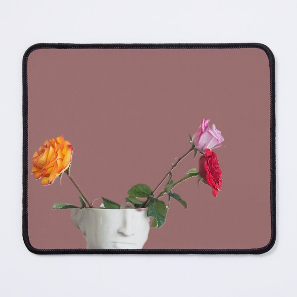 Item preview, Three roses; one pink, one red, and one orange sit in an unusual vase. designed and sold by URbeloved-art.