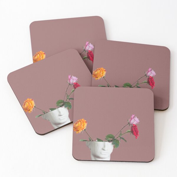 Item preview, Three roses; one pink, one red, and one orange sit in an unusual vase. designed and sold by URbeloved-art.