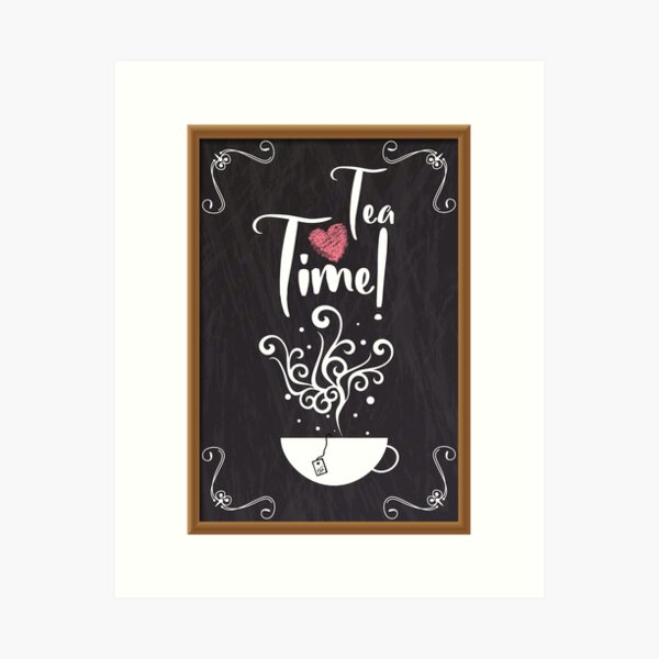 Item preview, Tea Time Framed in Cafe Chalkboard  designed and sold by Jennykies.