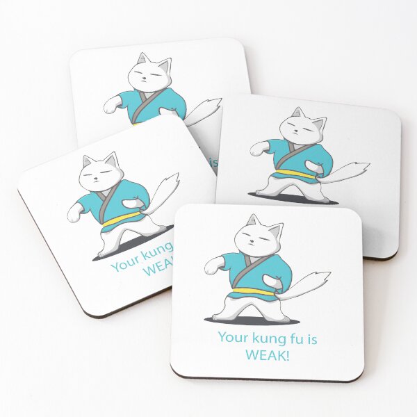 Item preview, Kung Fu Cat blue text designed and sold by BurtWestonDesign.