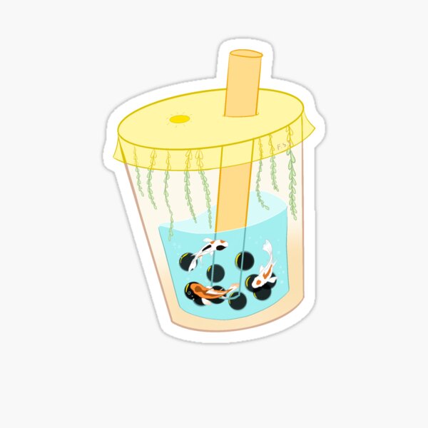 "Koi Fish Boba " Sticker for Sale by fssoutofwater Redbubble