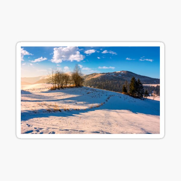 foggy morning in winter mountains Sticker