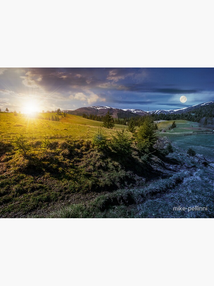 Thumbnail 3 of 3, Sticker, snowy tops of carpathians in springtime designed and sold by mike-pellinni.