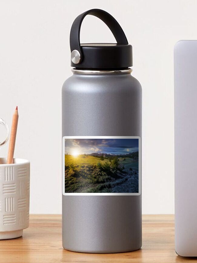 Thumbnail 1 of 3, Sticker, snowy tops of carpathians in springtime designed and sold by mike-pellinni.
