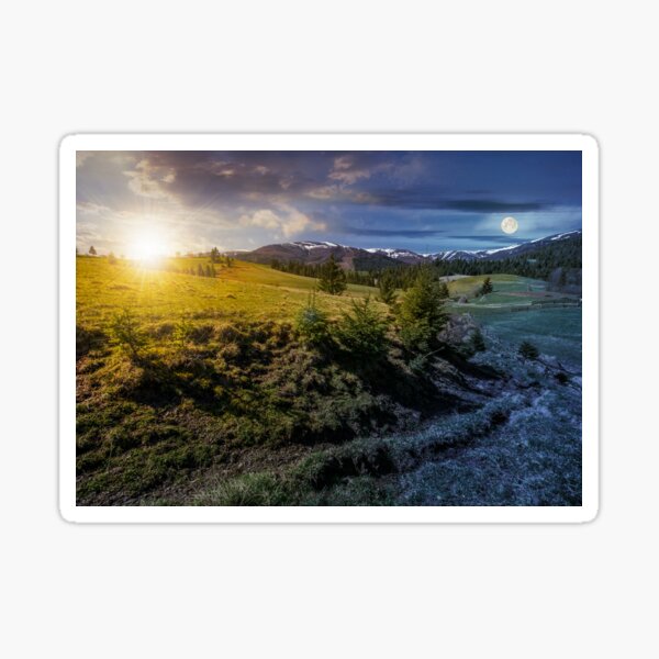 snowy tops of carpathians in springtime Sticker