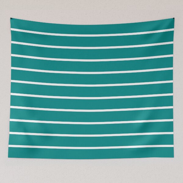 Aperçu de l'œuvre Rayures horizontales bleu sarcelle et blanches créée et vendue par burbankdesigns.