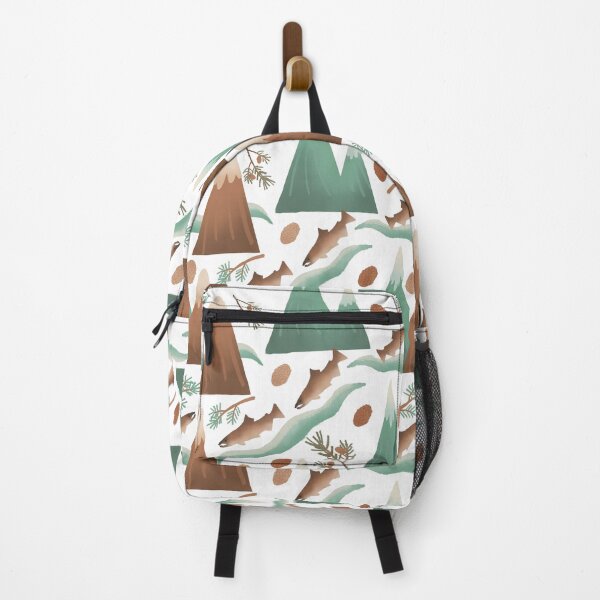Item preview, Mountains and Salmon PNW Design White designed and sold by Booneb.