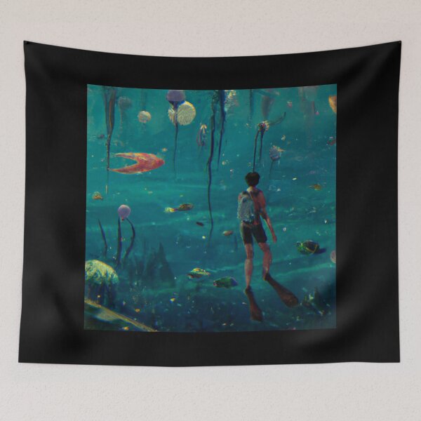 Item preview, A Person Walking in the Ocean Underwater Full of Aquatic Creators designed and sold by Parag's Travel Shop.