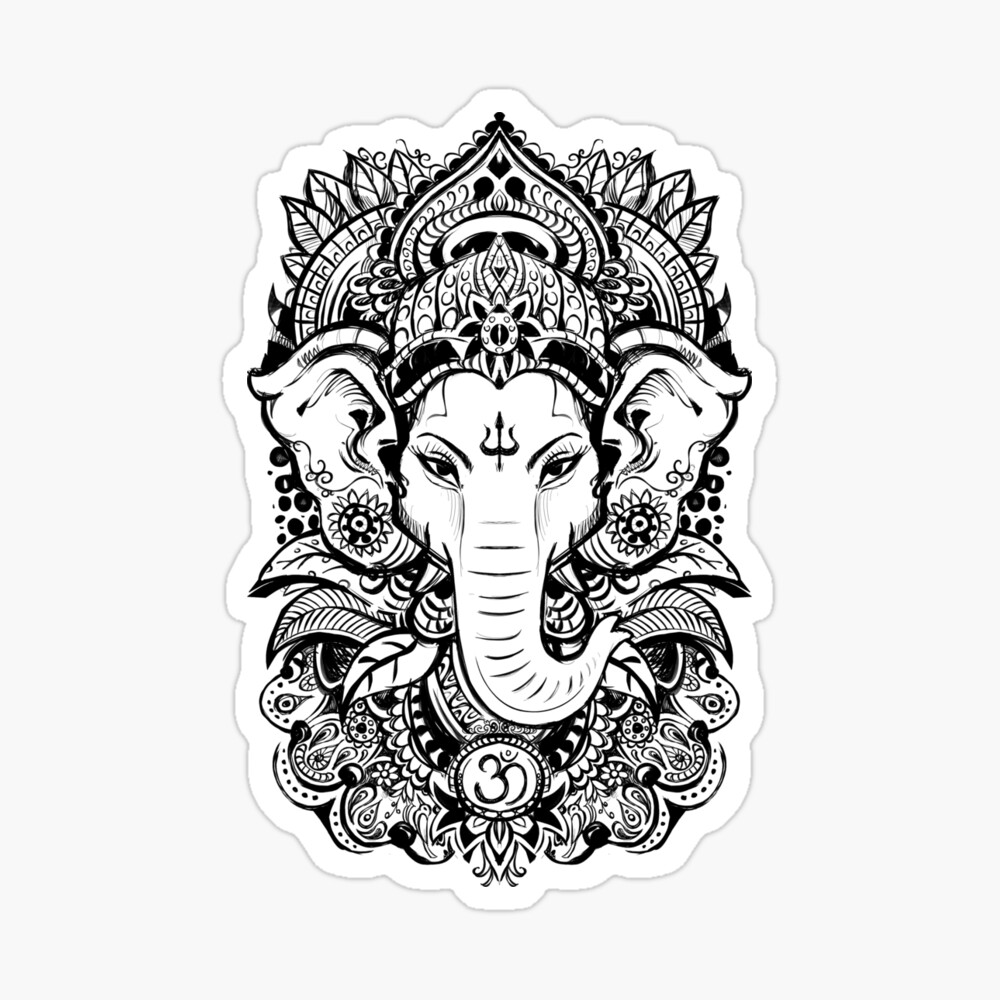 Lord ganeshhead black and white icon in linear Vector Image