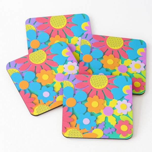 Item preview, colorful paper flowers as a texture designed and sold by Nicole Bleck.