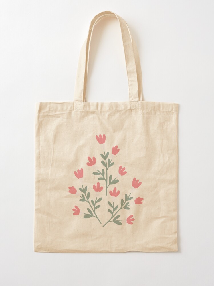 Canvas tote bag flower print, Simple Floral canvas tote bag with