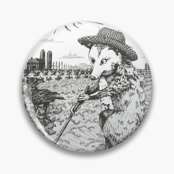 Item preview, Opossum Farmer Pen and Ink Drawing  designed and sold by ChalkleyMatlack.