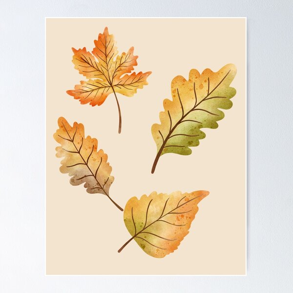 Item preview, minimal leaf | Simple Watercolor Fall leaves designed and sold by Jennykies.