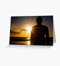Iron Man at Sunset, Crosby Beach Greeting Card