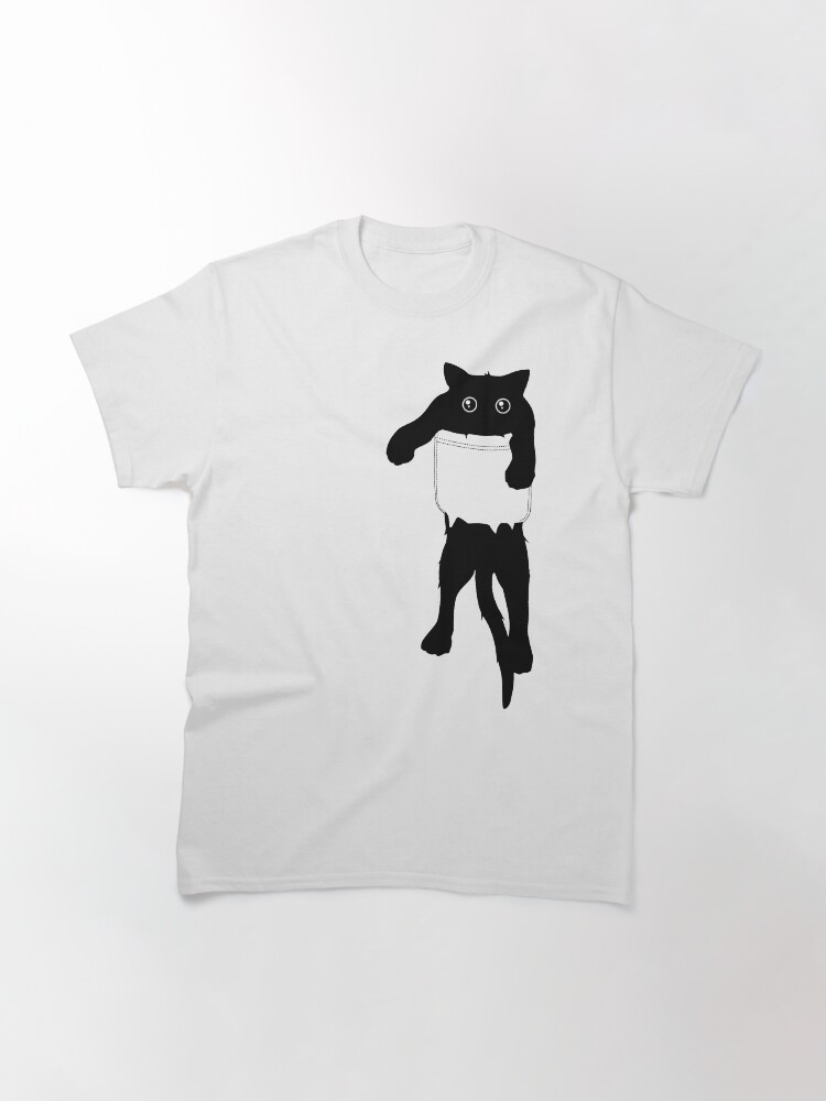 Alternate view of Hang loose black cat pocket art Classic T-Shirt