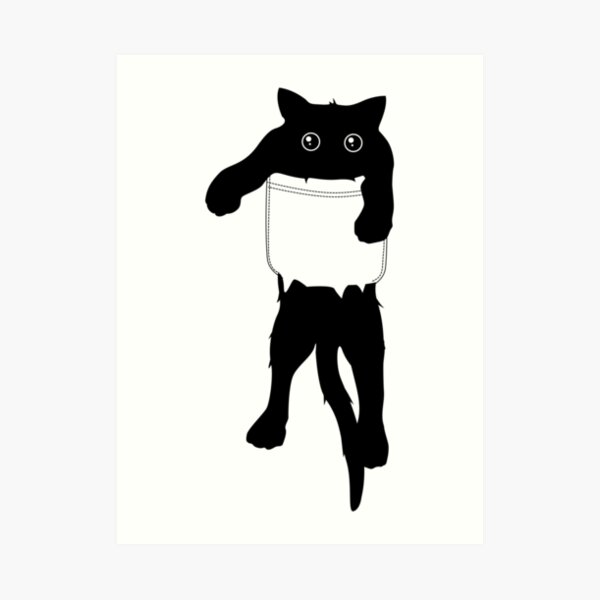 Hang loose black cat pocket art Art Print
