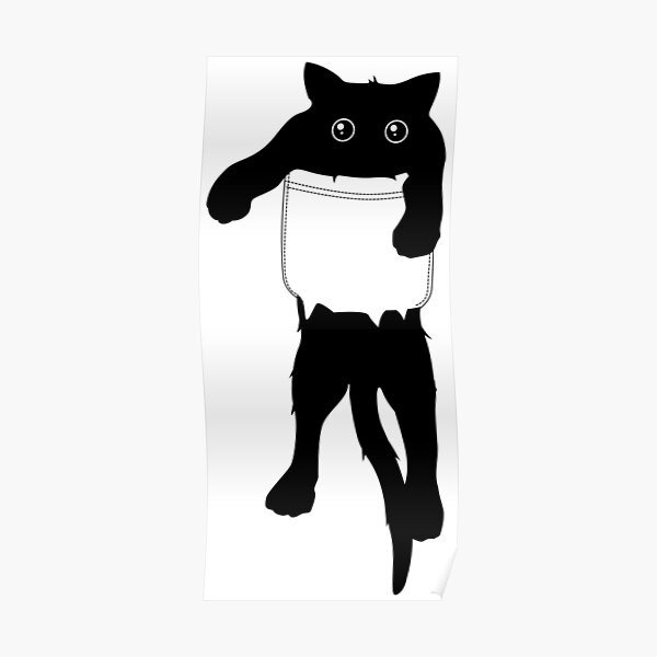 Hang loose black cat pocket art Poster