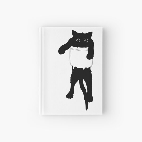 Hang loose black cat pocket art Hardcover Journal