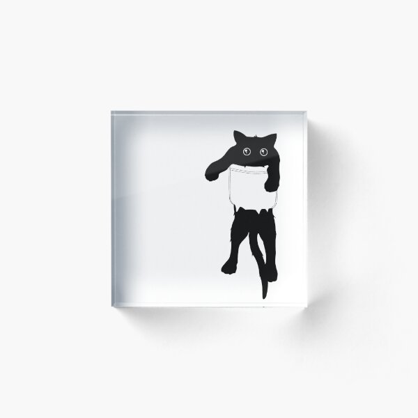 Hang loose black cat pocket art Acrylic Block