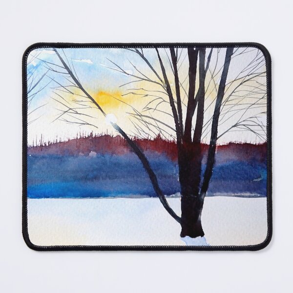 Item preview, Winter Sunset and Trees Christmas Watercolor Print designed and sold by julyperson.