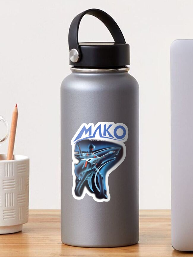 Thumbnail 1 of 3, Sticker, Mako guitars modern logo with a shark promo for vintage guitar fans (04) designed and sold by Regal-Music.