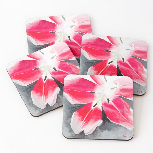 Item preview, Pink and Red Tulip Watercolor Painting designed and sold by julyperson.