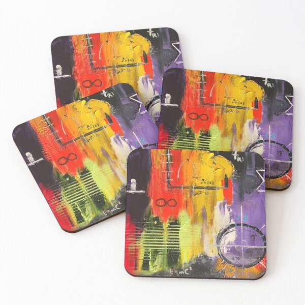 Item preview, abstract oil painting with bright colors and math symbols embedded into the design. - WelshDesigns designed and sold by welshdesigns.