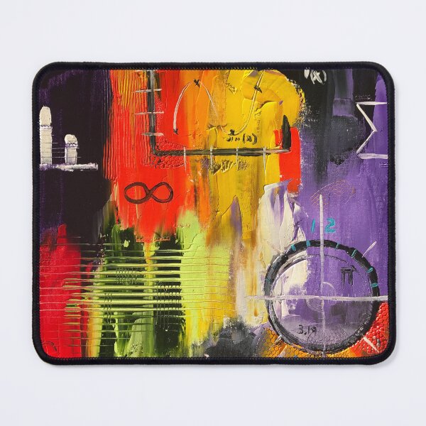 Item preview, abstract oil painting with bright colors and math symbols embedded into the design. - WelshDesigns designed and sold by welshdesigns.