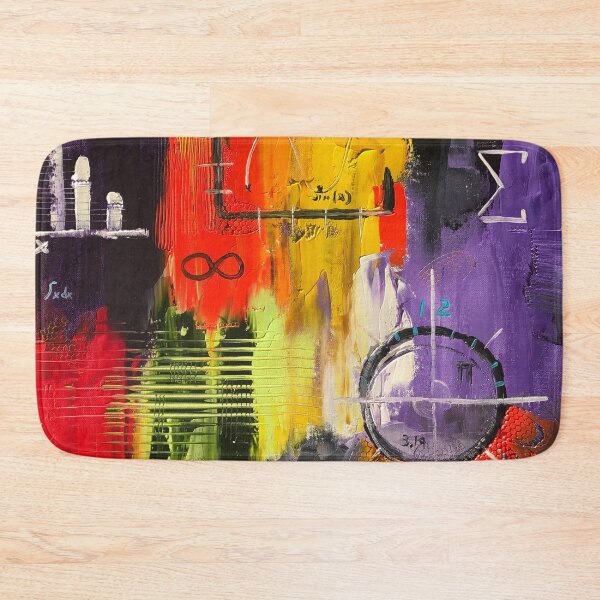Item preview, abstract oil painting with bright colors and math symbols embedded into the design. - WelshDesigns designed and sold by welshdesigns.