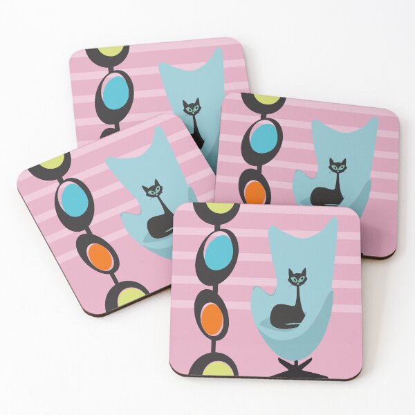 Item preview, Retro Cat Sitting on a Turquoise Mid Century Chair designed and sold by LisWilliams.