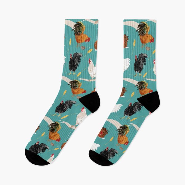 Item preview, Rooster pattern in turquoise designed and sold by EskTuulispaa.