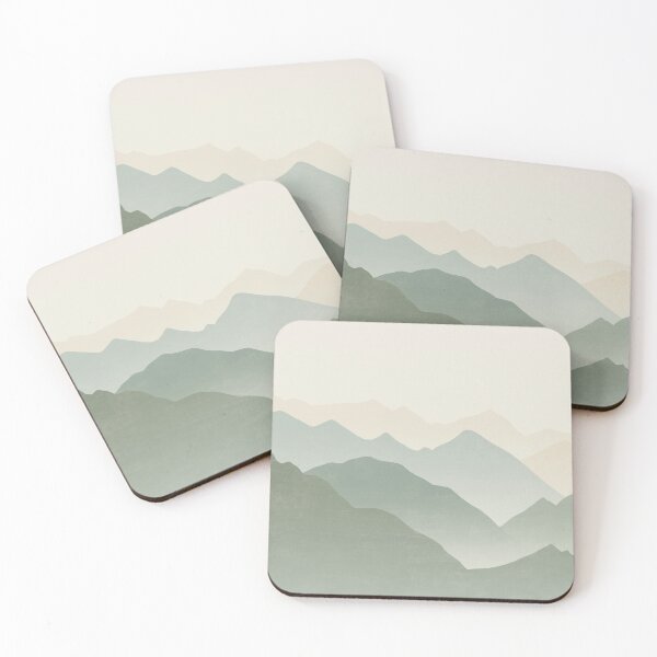 Item preview, Mountain in Sage Green and Beige designed and sold by ArticraftShop.