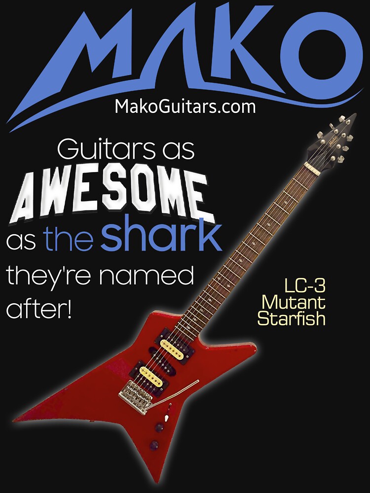 Thumbnail 7 of 7, Classic T-Shirt, Mako guitars Awesome as Shark LC3 Mutant Starfish (05) designed and sold by Regal-Music.