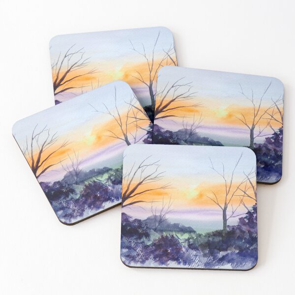 Item preview, Misty Sunrise Watercolor Painting designed and sold by julyperson.