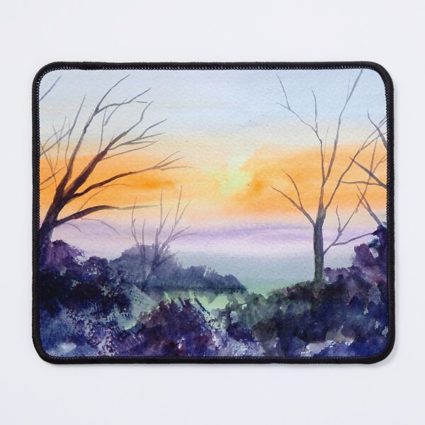 Item preview, Misty Sunrise Watercolor Painting designed and sold by julyperson.