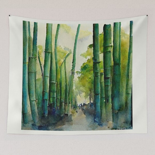 Item preview, A forest of bamboo watercolor designed and sold by etherElric.