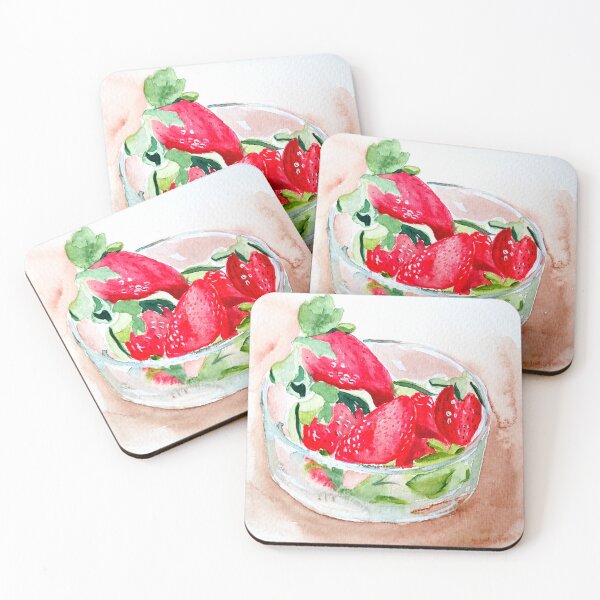 Item preview, Bowl of Strawberries Watercolor Painting designed and sold by julyperson.