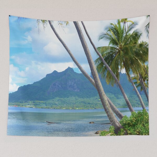 Item preview, Beautiful Photograph of the leaning Palm trees over the water in Bora Bora - WelshDesigns designed and sold by welshdesigns.