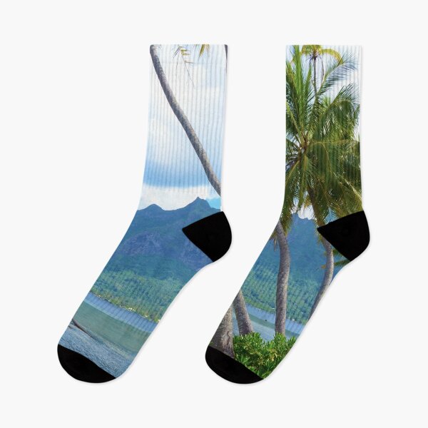Item preview, Beautiful Photograph of the leaning Palm trees over the water in Bora Bora - WelshDesigns designed and sold by welshdesigns.