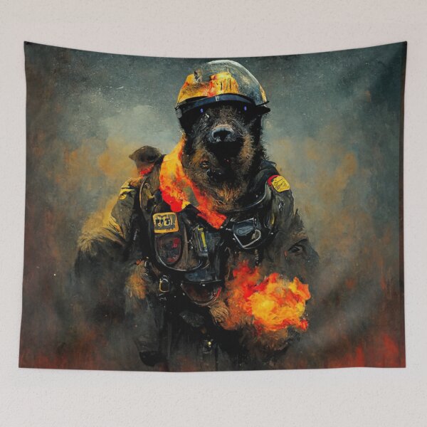 Item preview, Psychic German Shepard Firefighter designed and sold by MilesJager.