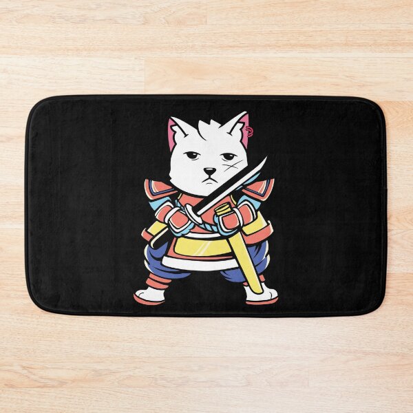 Item preview, White Neko Japanese Cat Samurai designed and sold by ThisIsMugLife.