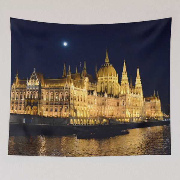 Item preview, Parliament building at Nighttime on the Danube in Budapest  - WelshDesigns designed and sold by welshdesigns.