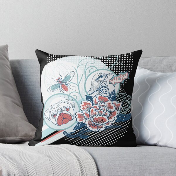 Item preview, Pop Art of a Bird, Pug, Bee and Flower designed and sold by SaniaWaxir.
