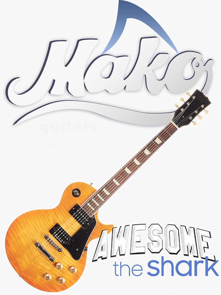 Thumbnail 3 of 3, Sticker, Mako guitars Awesome as Shark - LesPaul style (06) designed and sold by Regal-Music.