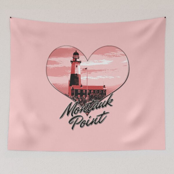 Item preview, Lighthouse Souvenir Montauk Point The End Pink Heart Tshirt designed and sold by DooodleGod.