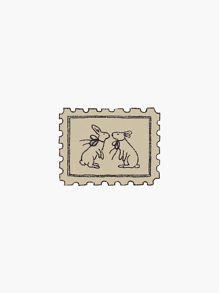 Artwork view, Vintage Rabbit Stamp designed and sold by lizziesartshop